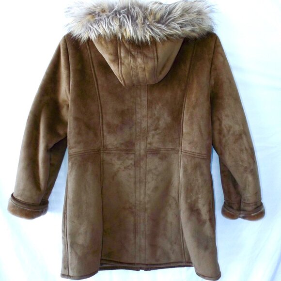 Vintage ESPRIT Faux Suede Tan Coat or Jacket, Lined, Removable Hood, Size XL EC - Picture 8 of 14